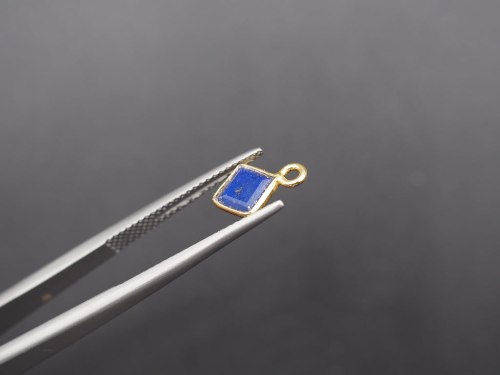 Lapis 18K Gold Filled Bezel 6x6 mm, Single Connector, Charm, 6pcs