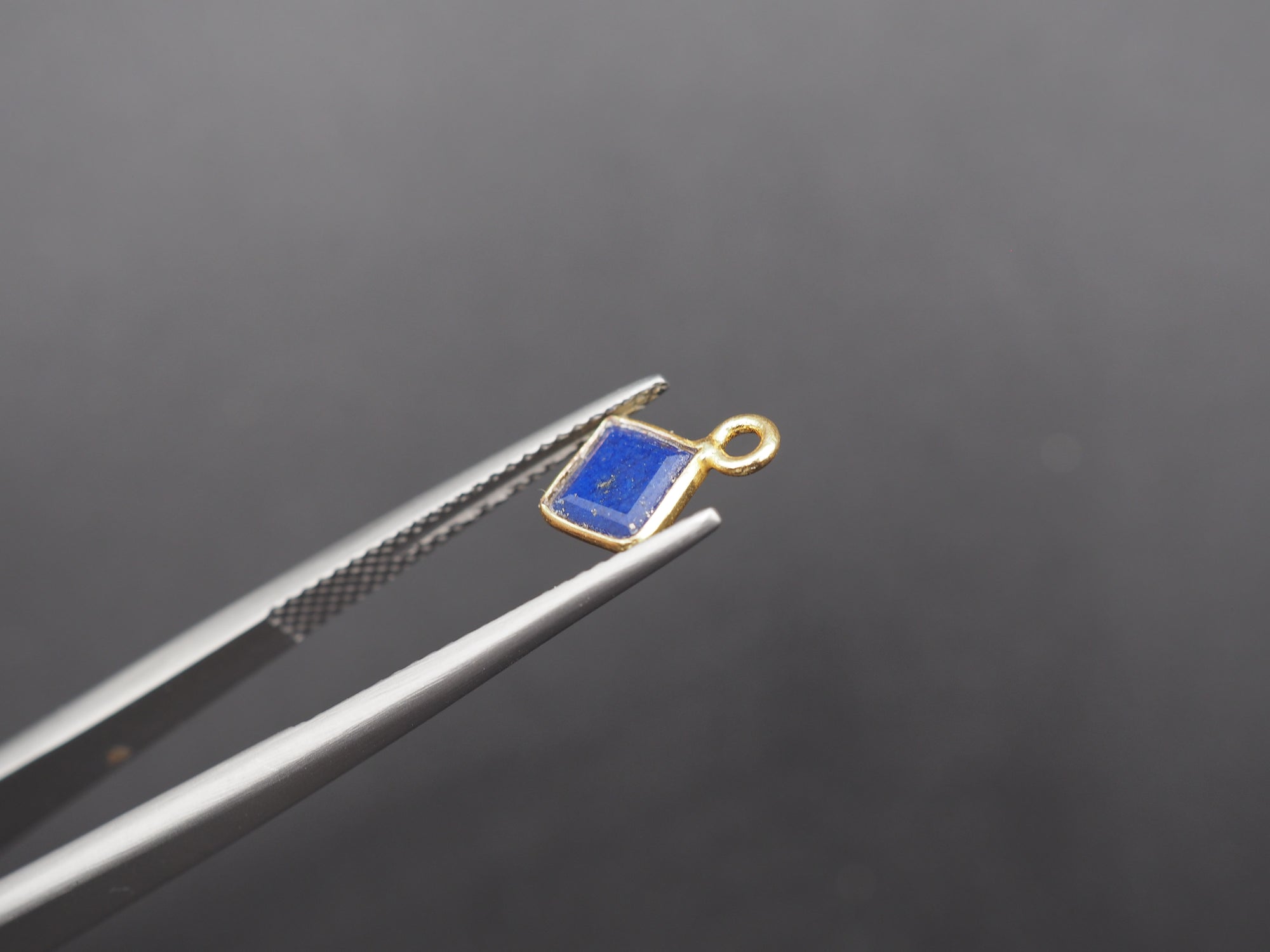 Lapis 18K Gold Filled Bezel 6x6 mm, Single Connector, Charm, 6pcs