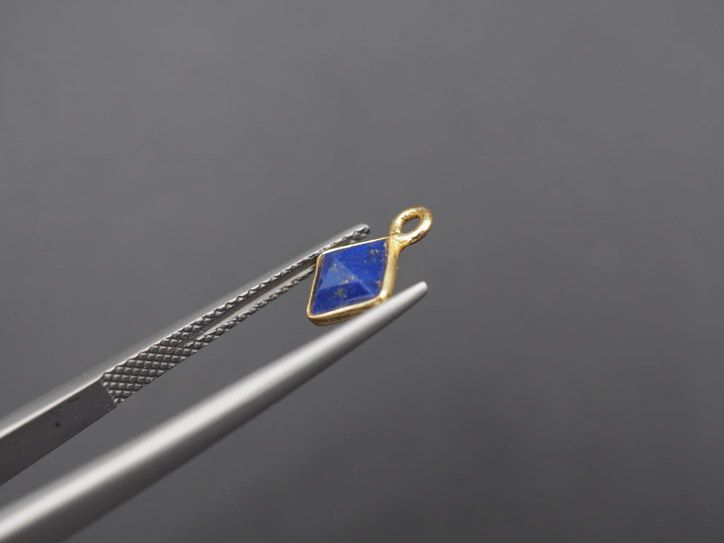 Lapis 18K Gold Filled Bezel 6x6 mm, Single Connector, Charm, 6pcs