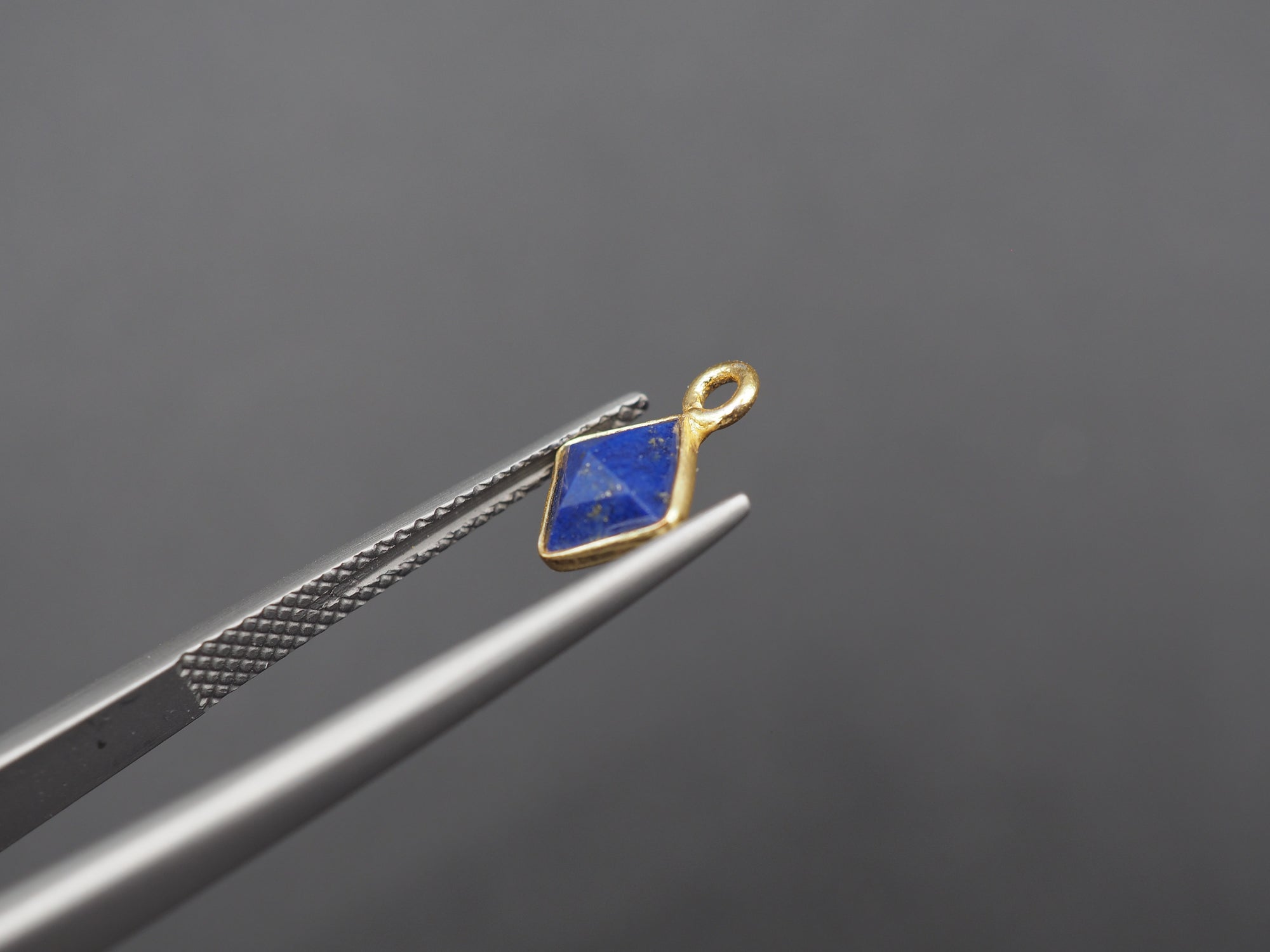 Lapis 18K Gold Filled Bezel 6x6 mm, Single Connector, Charm, 6pcs