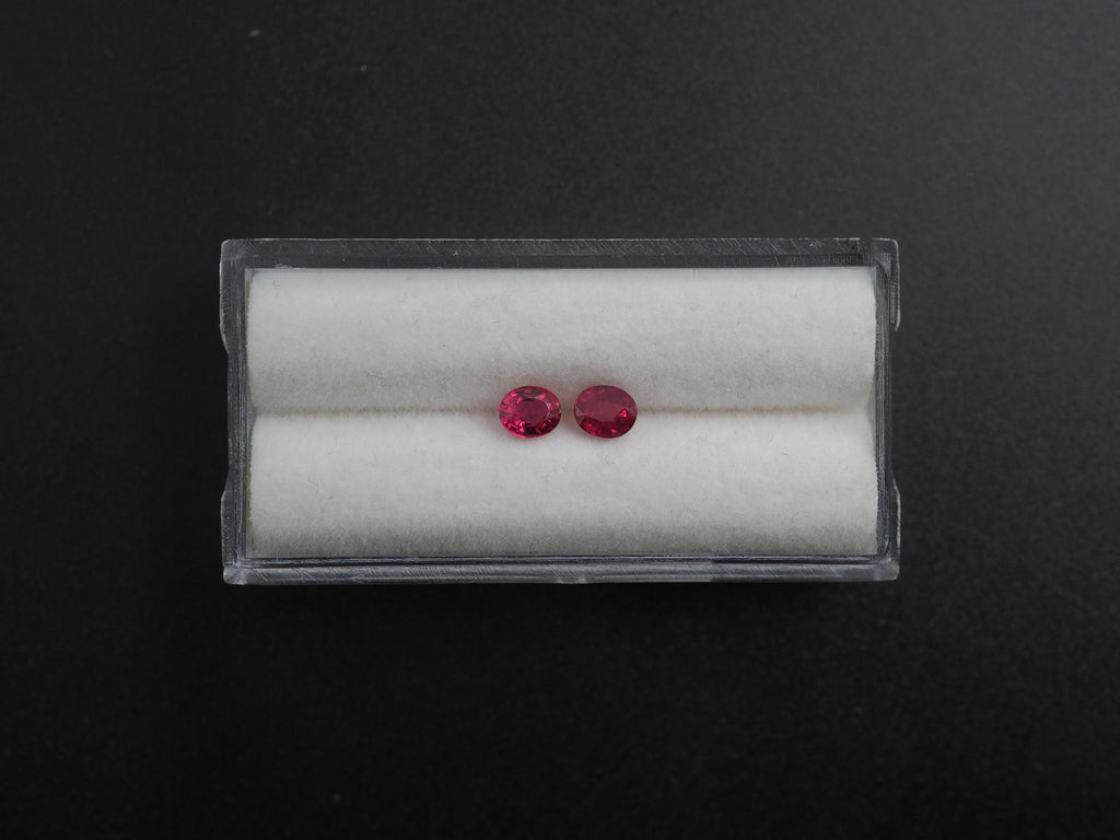 Ruby  Faceted Oval Shape 4.5 x 3.8 x 2.4 mm & 4.6x 3.8 x 2.4 mm Matching Pair Approximately 0.78 Carat