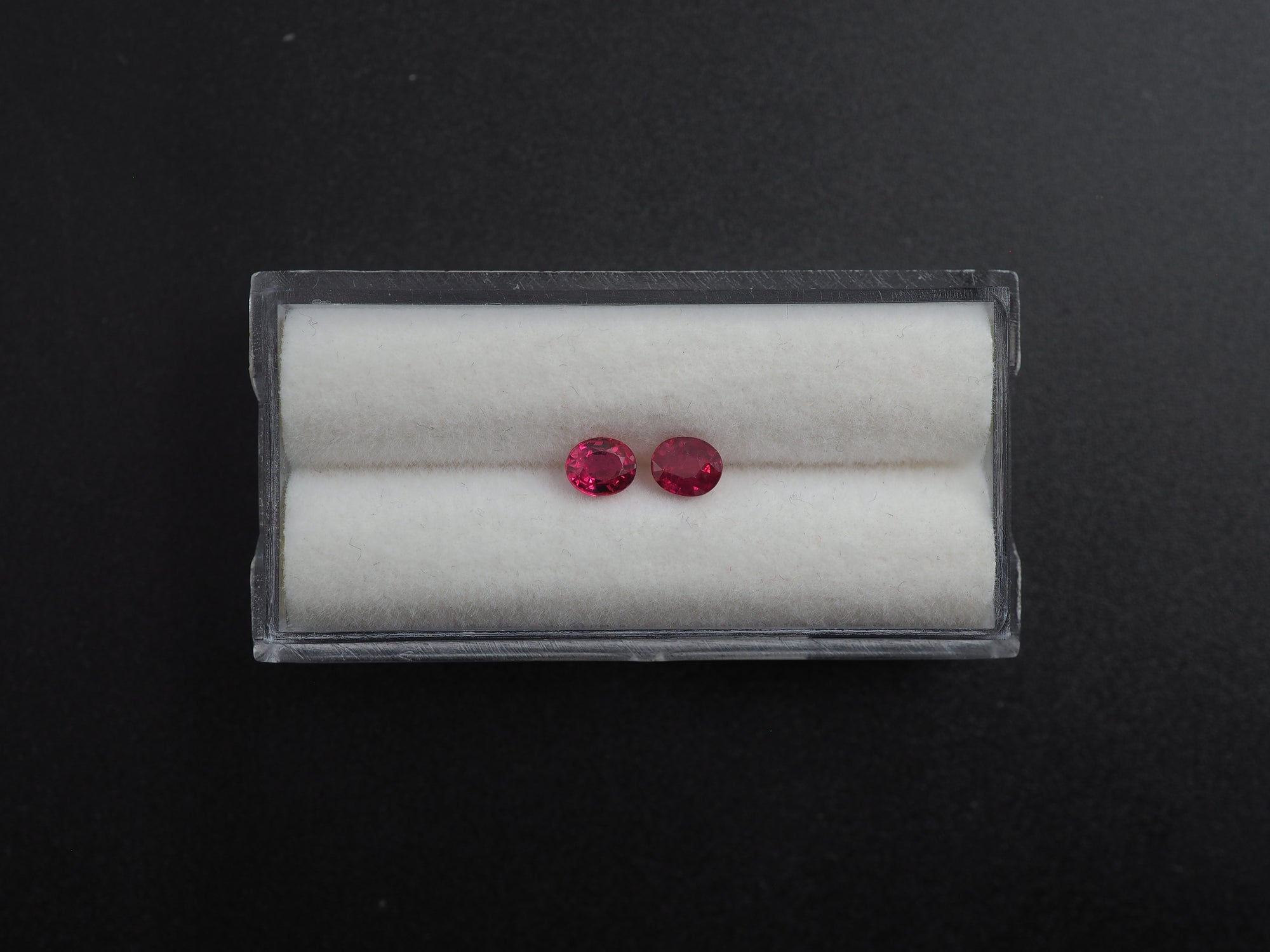 Ruby  Faceted Oval Shape 4.5 x 3.8 x 2.4 mm & 4.6x 3.8 x 2.4 mm Matching Pair Approximately 0.78 Carat