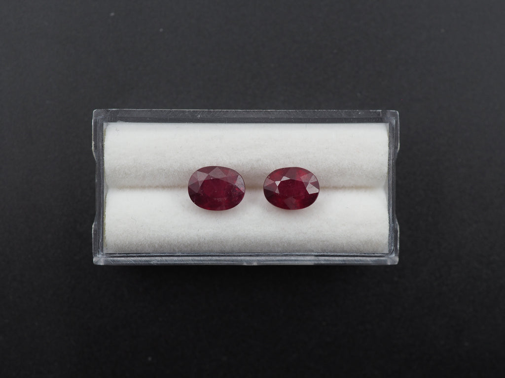 Madagascar Ruby  Faceted Oval 9 x 7 mm Approximately 5.40 Carat, 2 Pieces