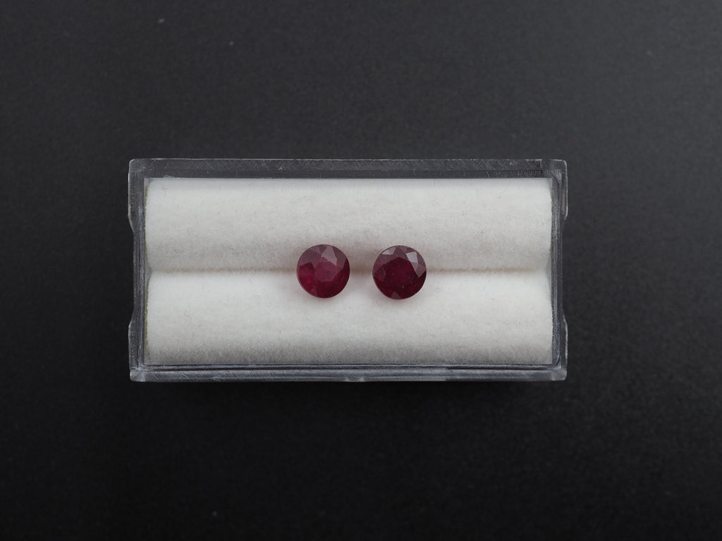 Madagascar Ruby  Faceted Round 6 mm Approximately 2.49 Carat, 2 Pieces