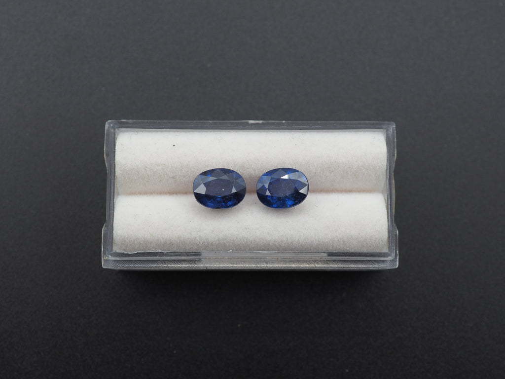Blue Sapphire Faceted  Oval Shape 9x7 mm Matching Pair Approximately 5.30 Carat