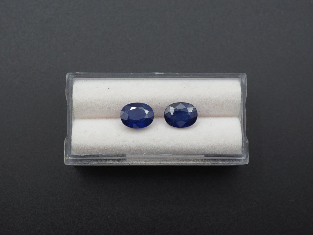 Blue Sapphire Faceted Oval Shape 9x7 mm Matching Pair Approximately 4.53 Carat