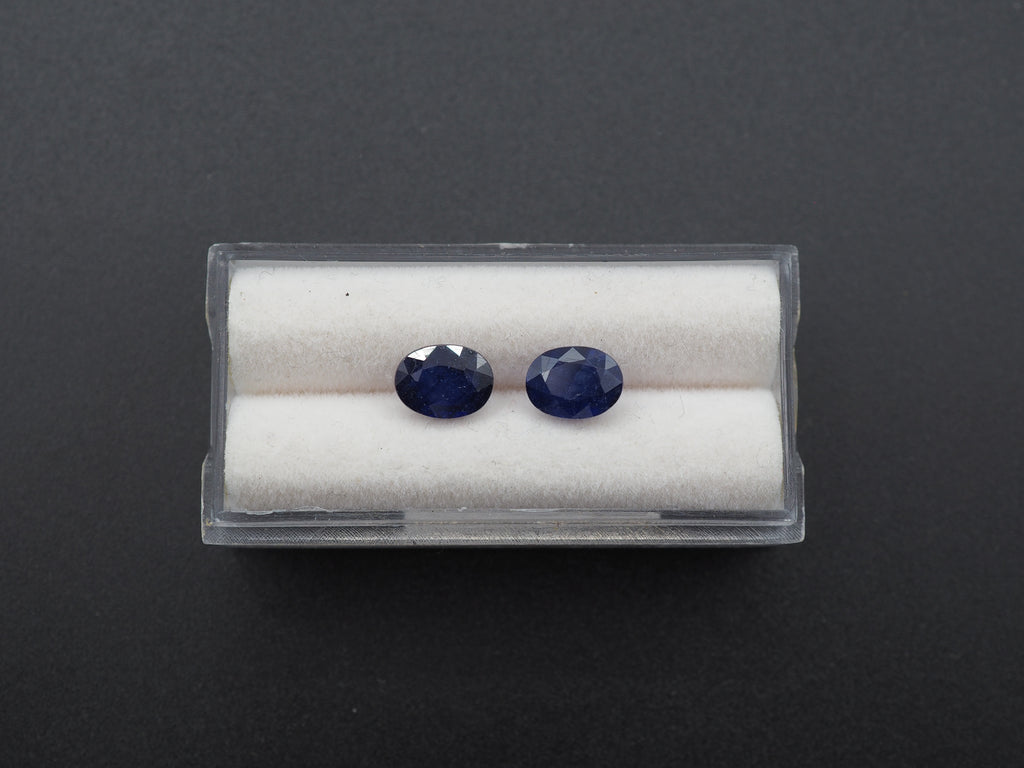 Blue Sapphire Faceted Oval Shape 8x6 mm Matching Pair Approximately 2.97 Carat
