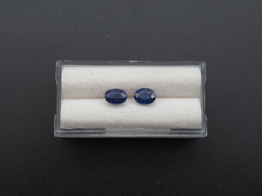 Blue Sapphire Faceted  Oval Shape 7x5 mm Approximately 2.75 Carat, 2 Pieces