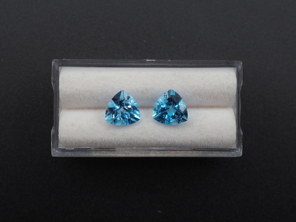 Blue Topaz Faceted Trillion Shape 9 x 5 mm Matching Pair Approximately 5.28 Carat