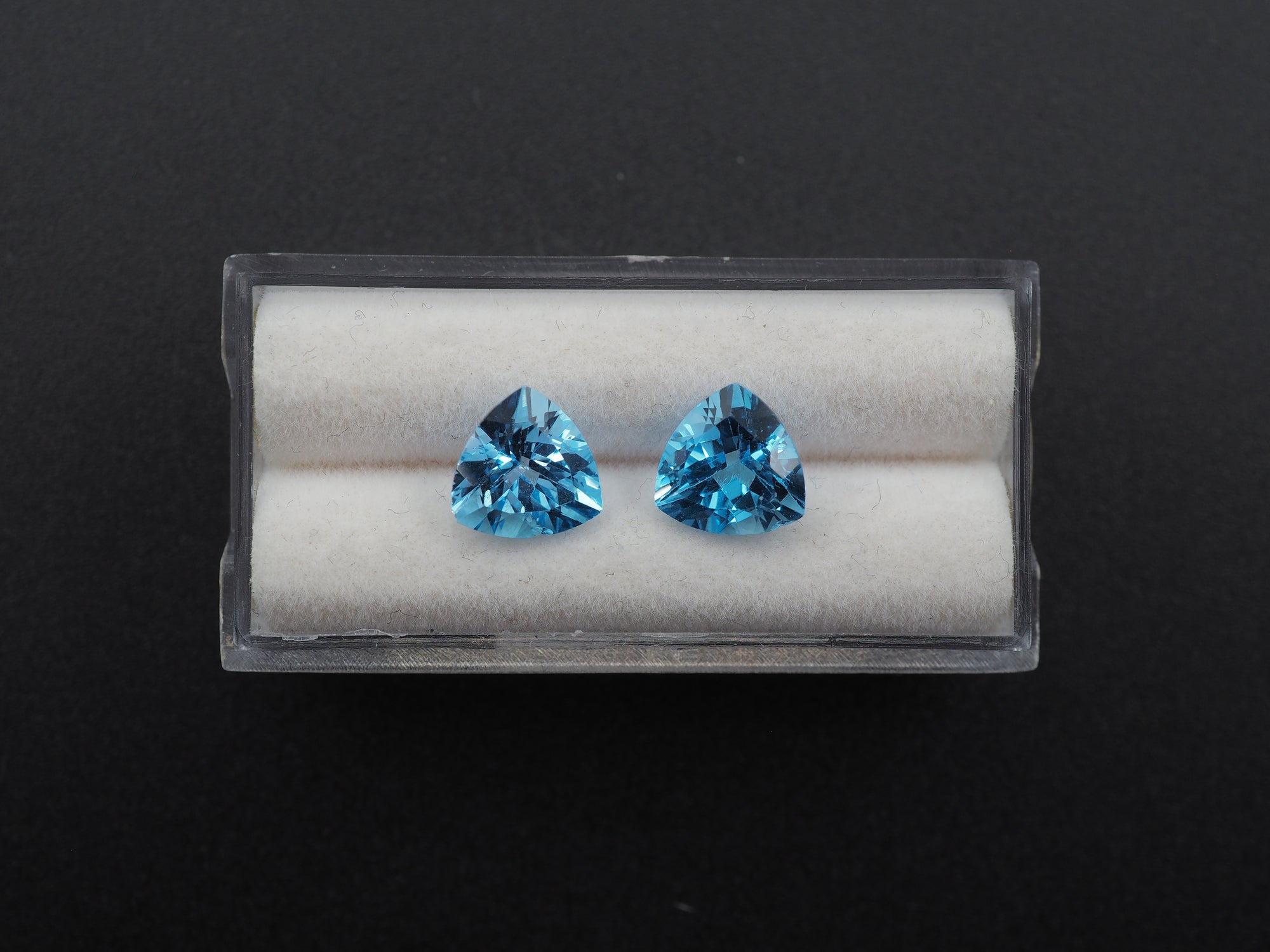 Blue Topaz Faceted Trillion Shape 9 x 5 mm Matching Pair Approximately 5.28 Carat