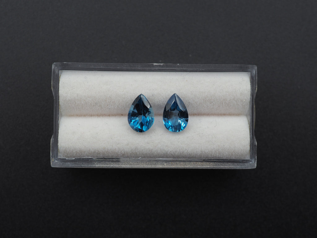 Blue Topaz Faceted Pear Shape 9 x 6 x 4 mm Matching Pair Approximately 3.04 Carat