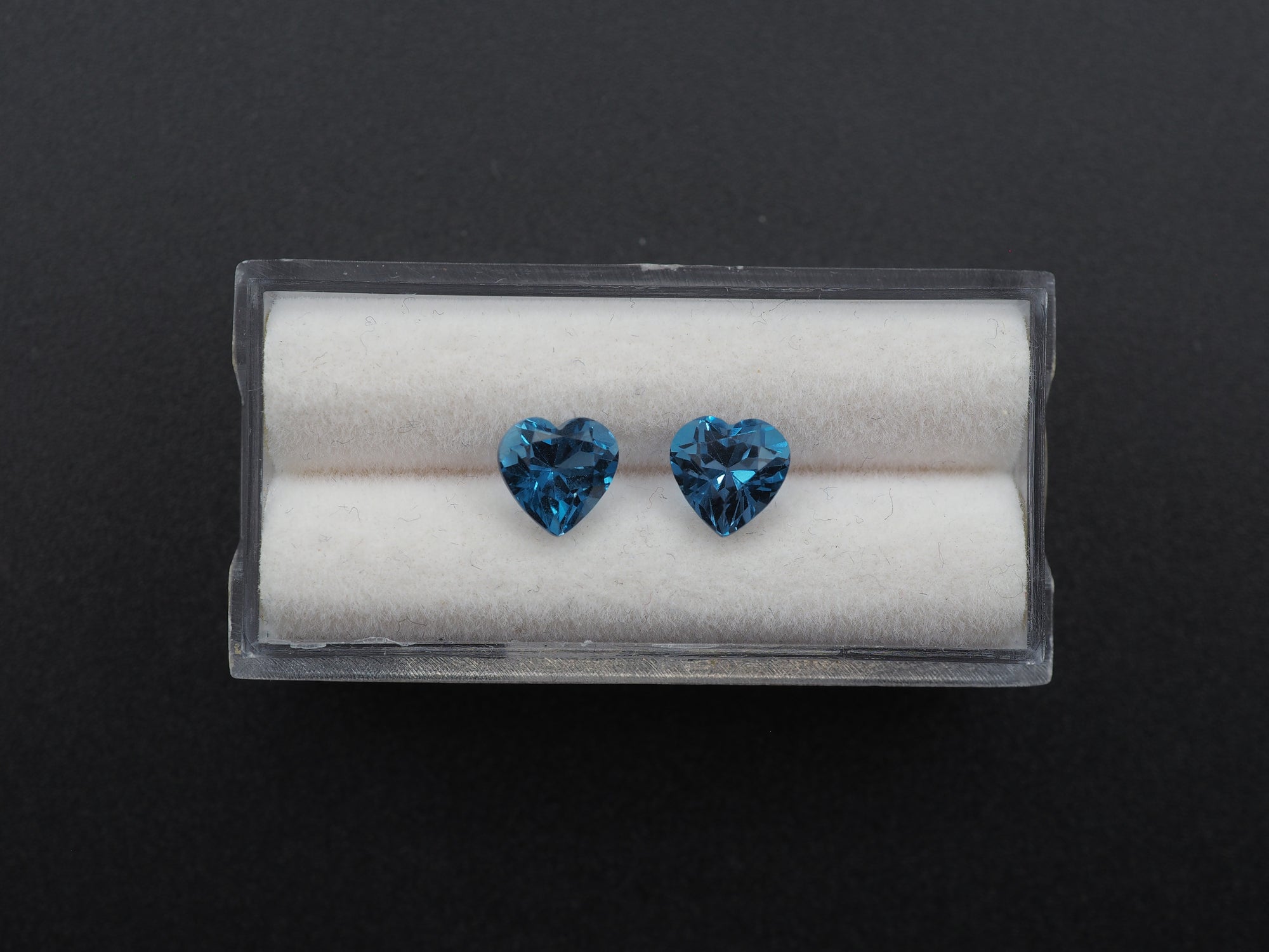 Blue Topaz Faceted Heart Shape 7mm Matching Pair Approximately 3.33 Carat