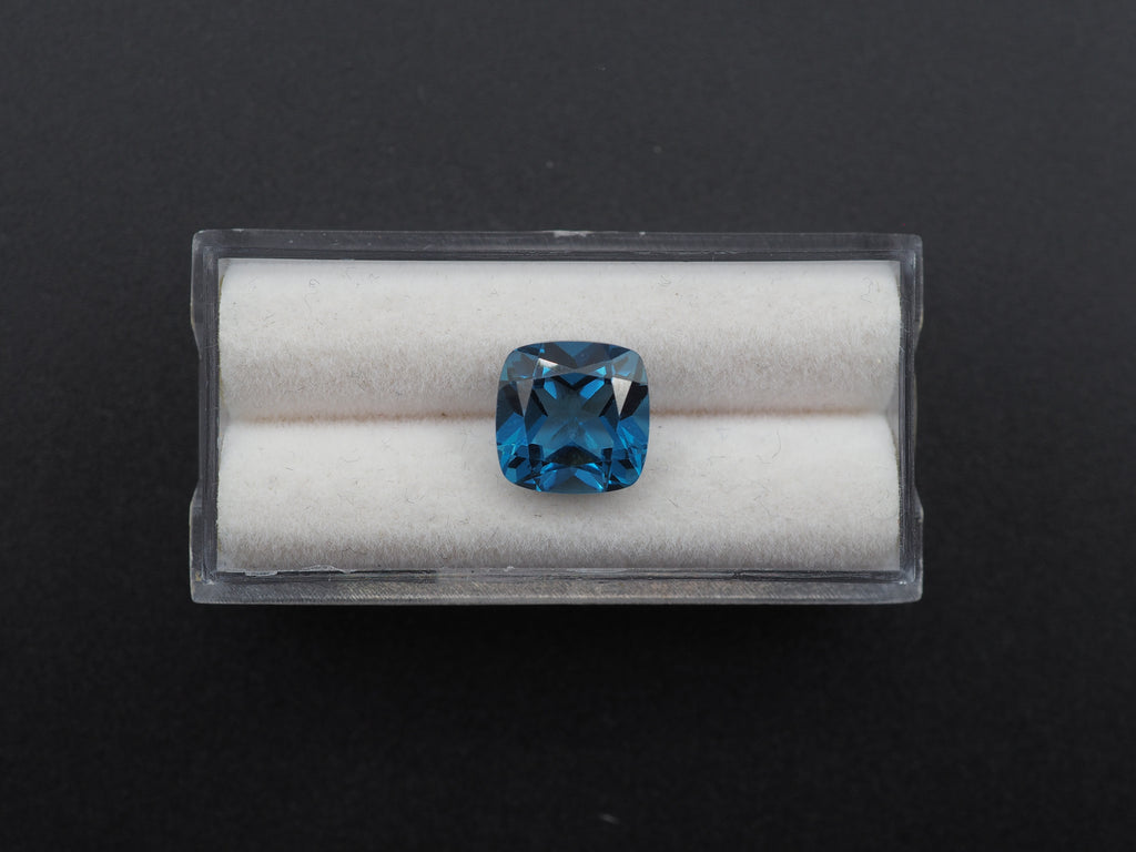 London Blue Topaz Faceted Cushion Square 10 x 6.4 mm Single Piece Approximately 4.99 Carat