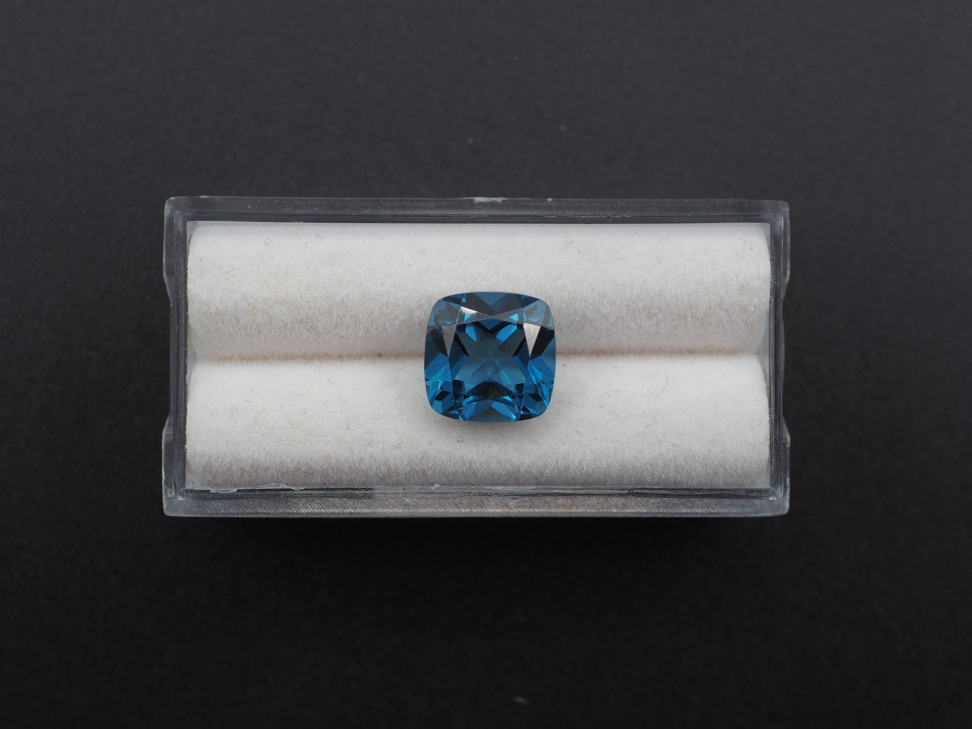 London Blue Topaz Faceted Cushion Square 10 x 6.4 mm Single Piece Approximately 4.99 Carat