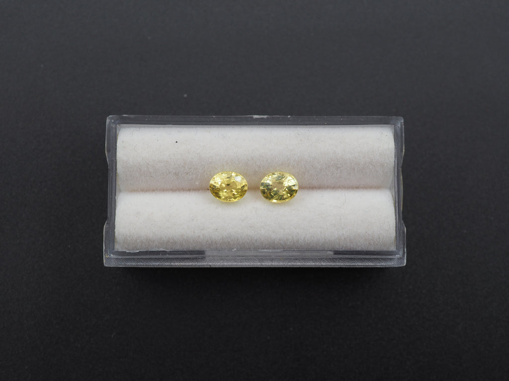 Yellow Sapphire Faceted  Oval Shape 6x5x3.5mm  Matching Pair Approximately 1.90 Carat