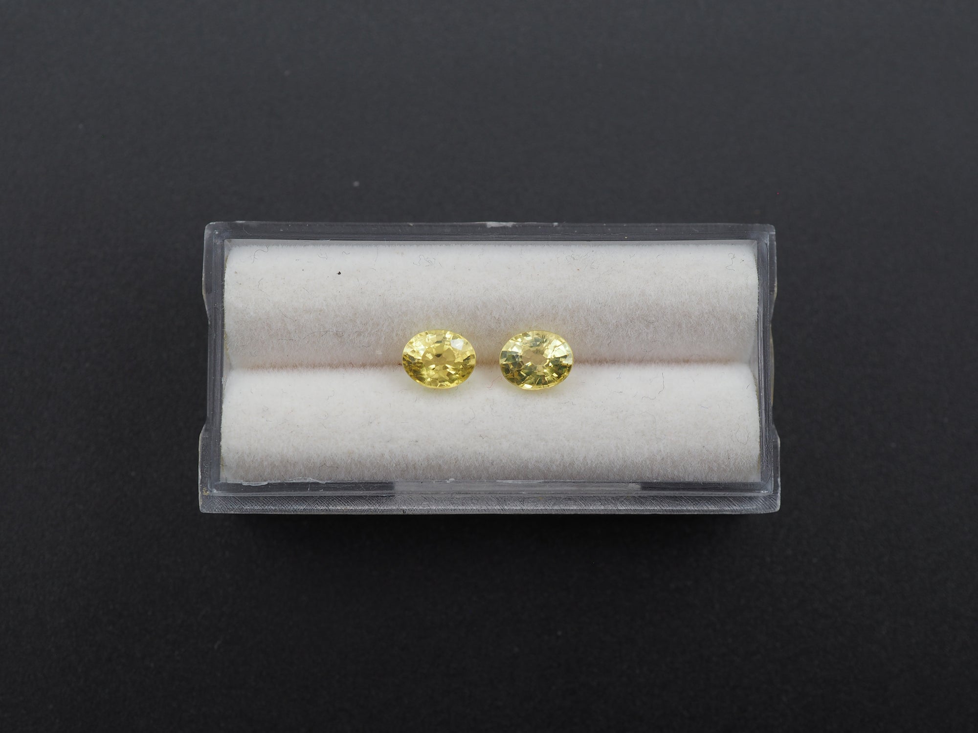 Yellow Sapphire Faceted  Oval Shape 6x5x3.5mm  Matching Pair Approximately 1.90 Carat