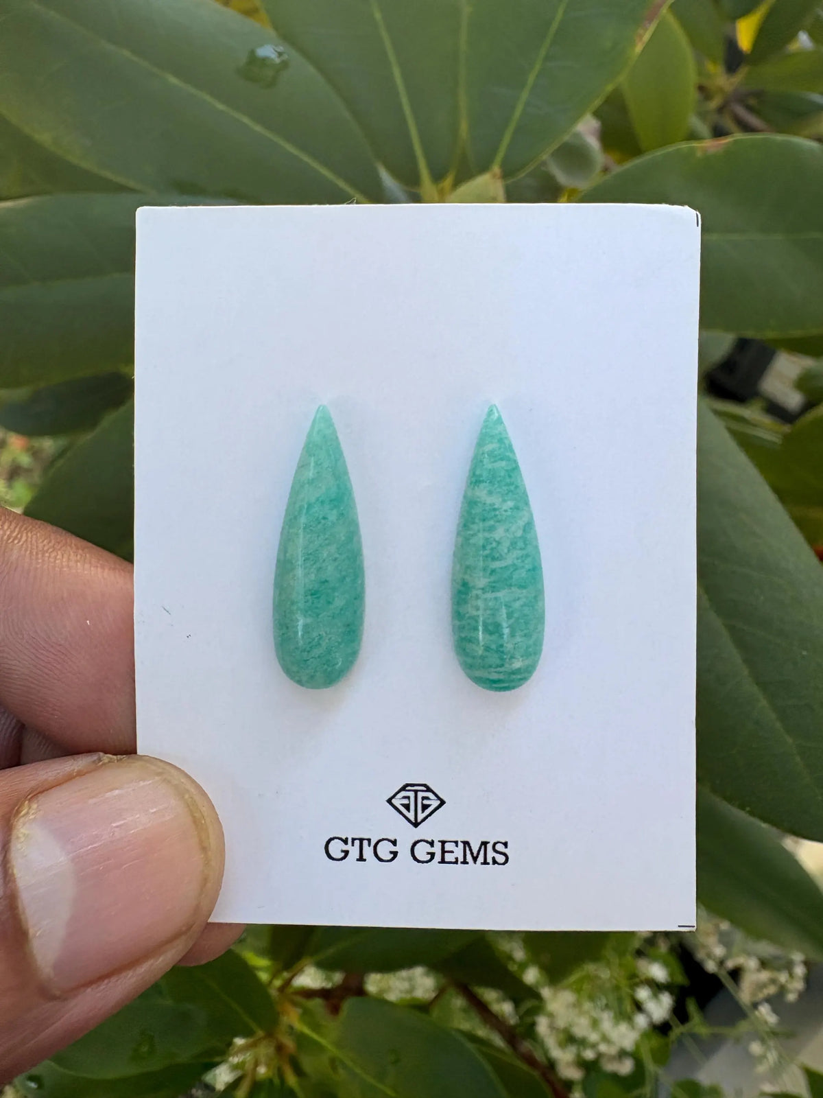 Amazonite Matching Pair Cabochon 25x8mm Approximately 12.80 Carat (GTG-AM-11)