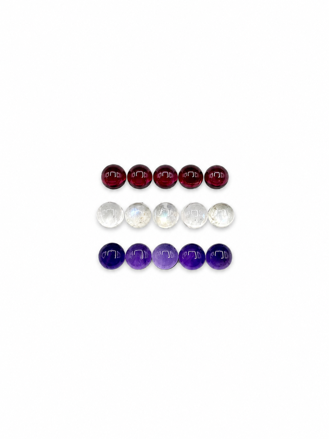 Assorted 3mm cabochon of garnet, Moonstone, amethyst (GTG-AGM-3)