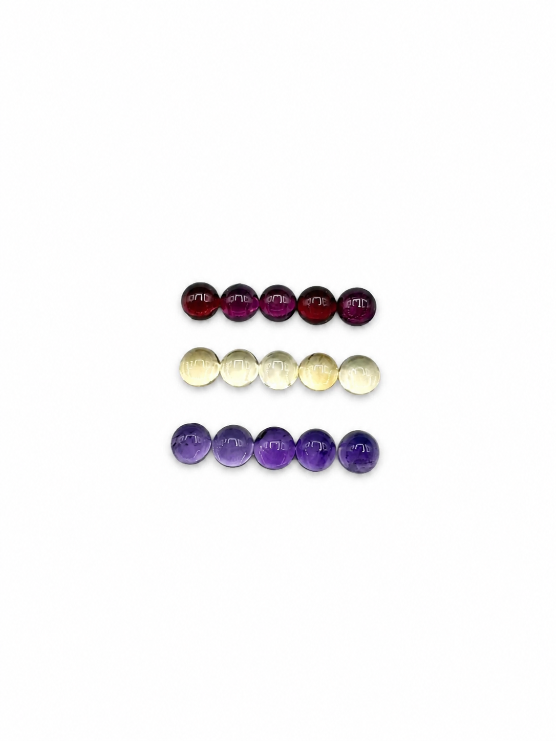 Assorted 3mm cabochon of garnet, citrine and amethyst (GTG-ACG-5)