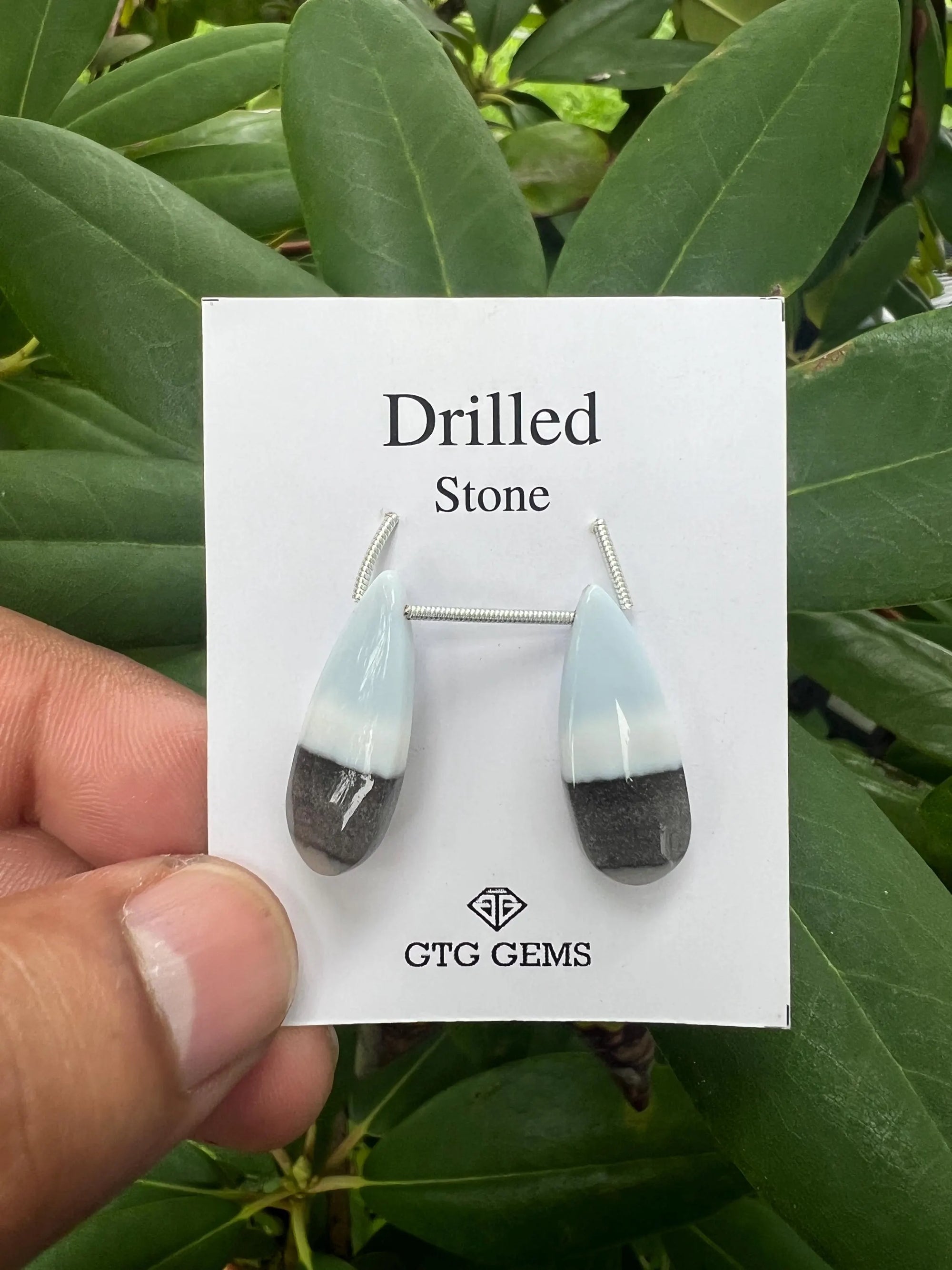 Drilled Blue Opal Cabochon, 26x9.5mm Approximately  18.0 Carat (GTG-DOP-23)