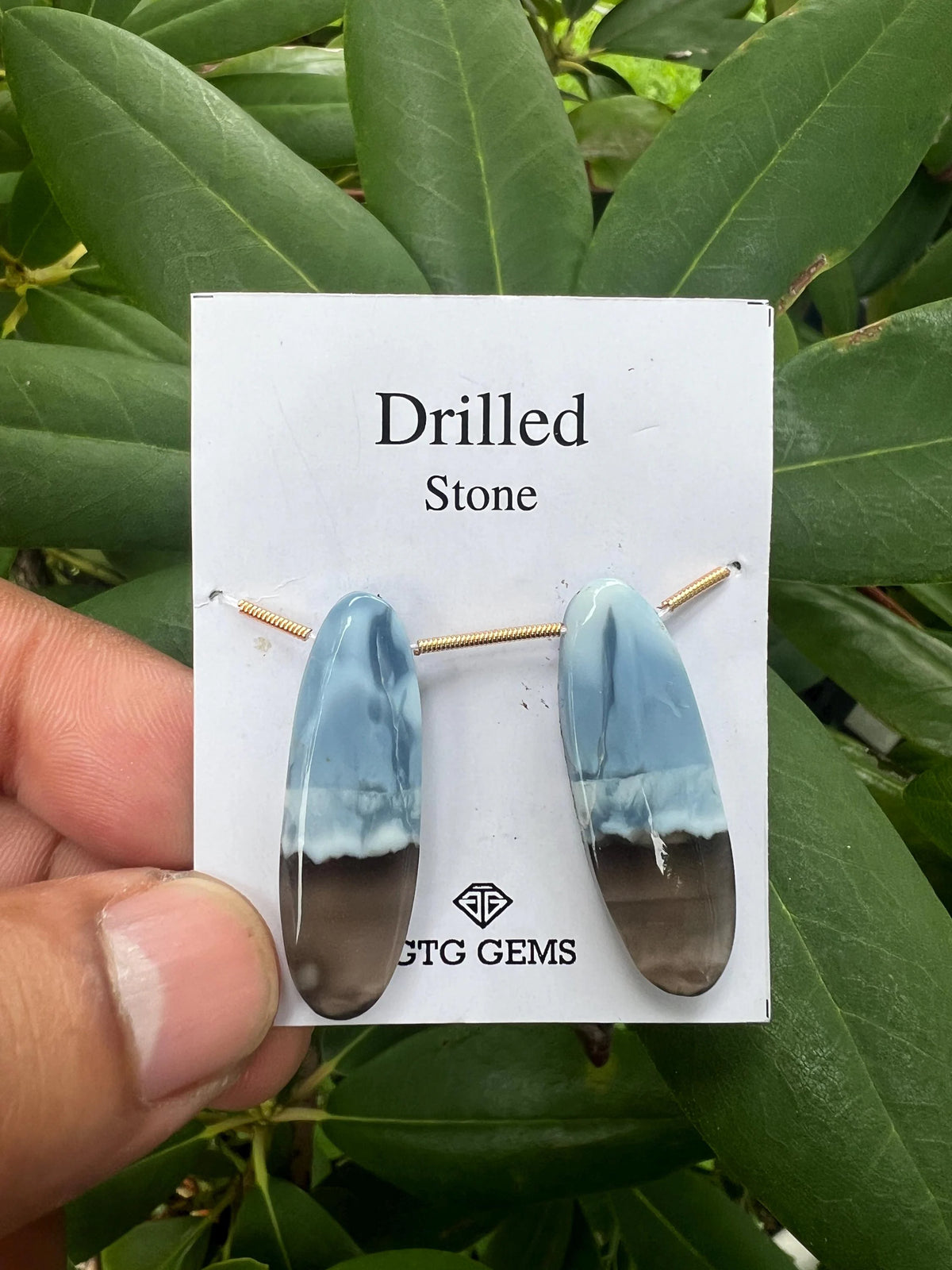 Drilled Blue Opal Cabochon, 36x12mm Approximately 37.50 Carat (GTG-DOP-31)
