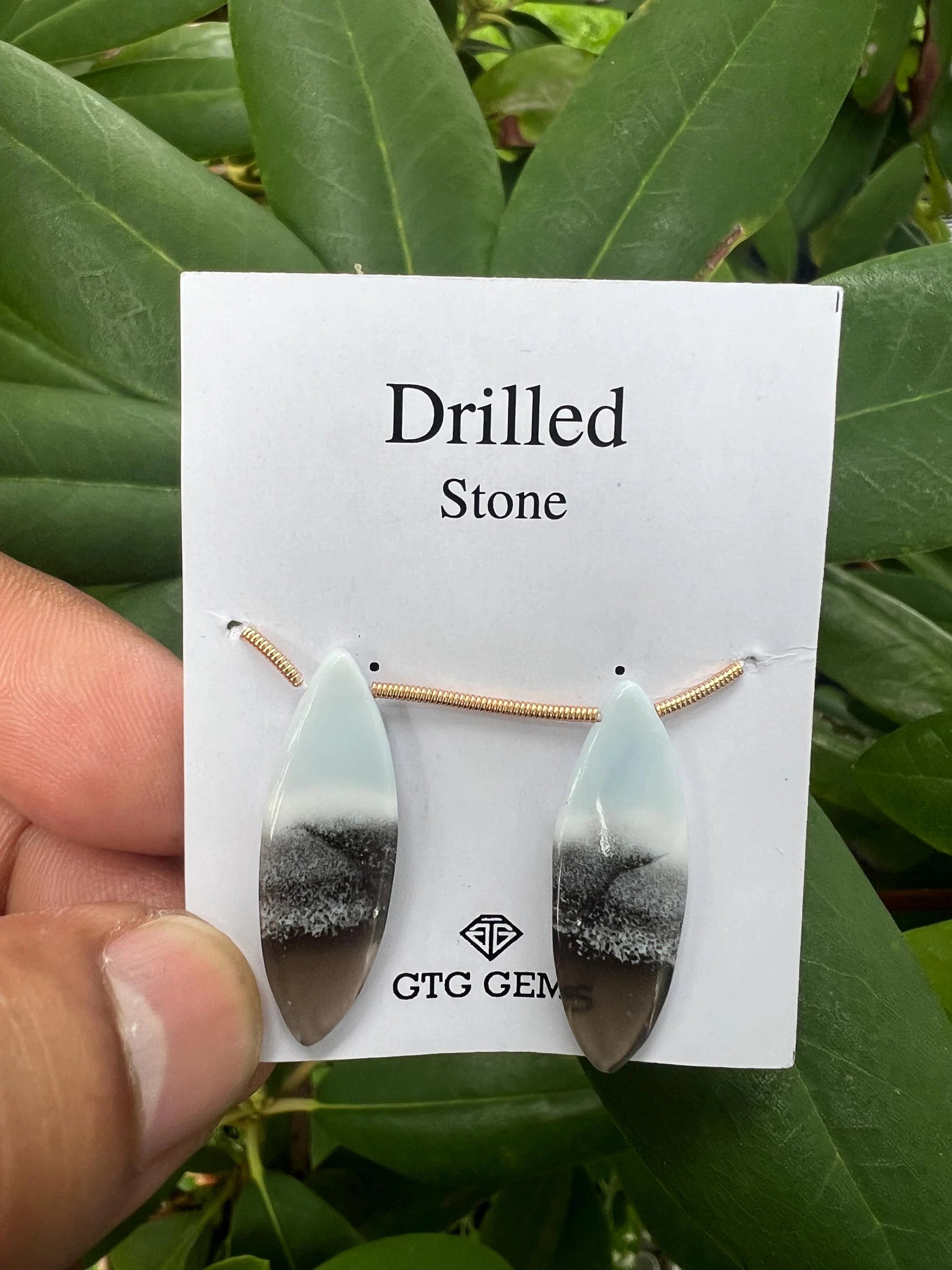 Drilled Blue Opal Cabochon, 32x11mm Approximately 21.0 Carat (GTG-DOP-32)