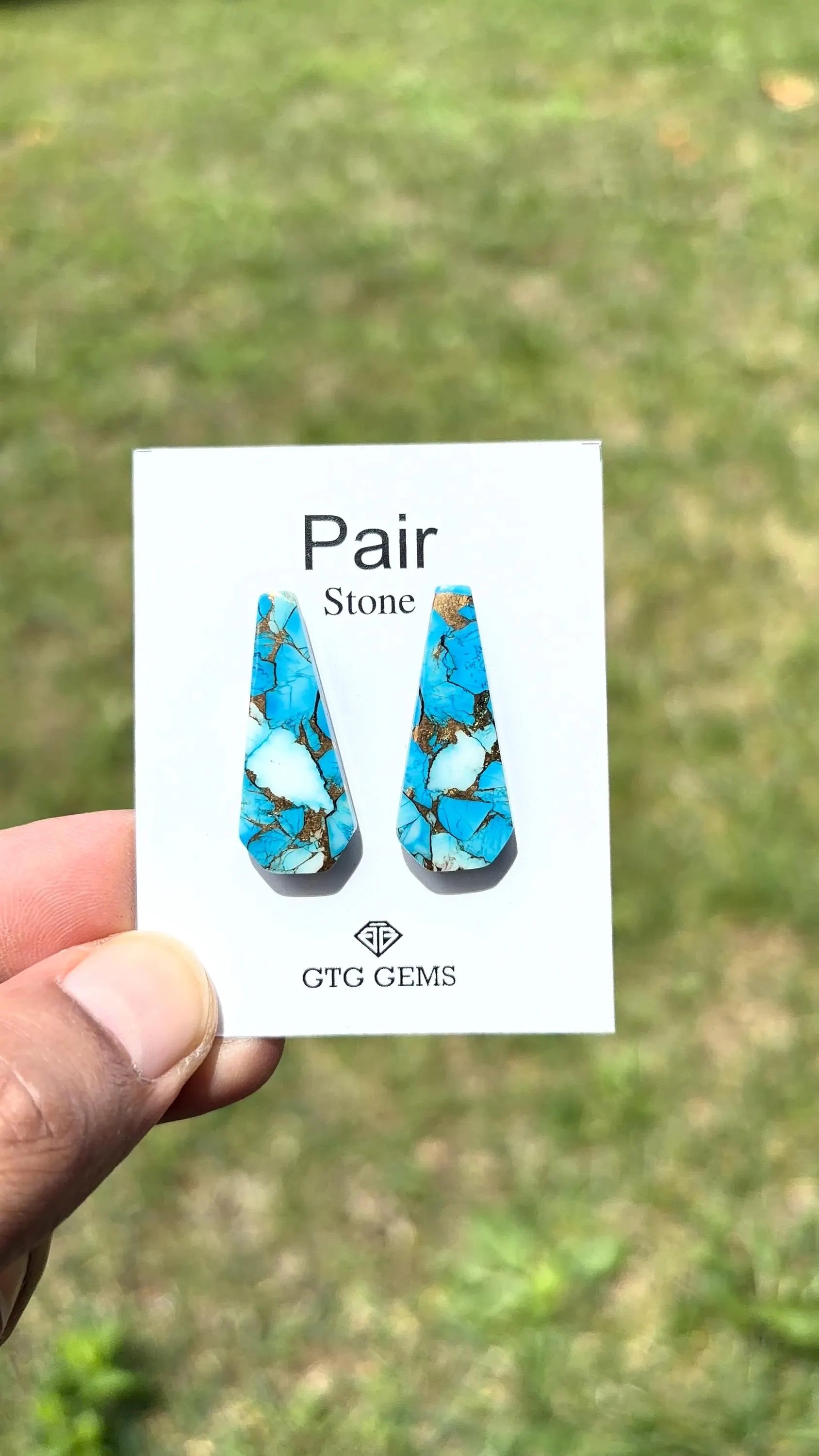 Ice Blue Turquoise, Cabochon Matching Pair 30x12 mm,  Approximately 22 Carat (GTG-IBT-1)