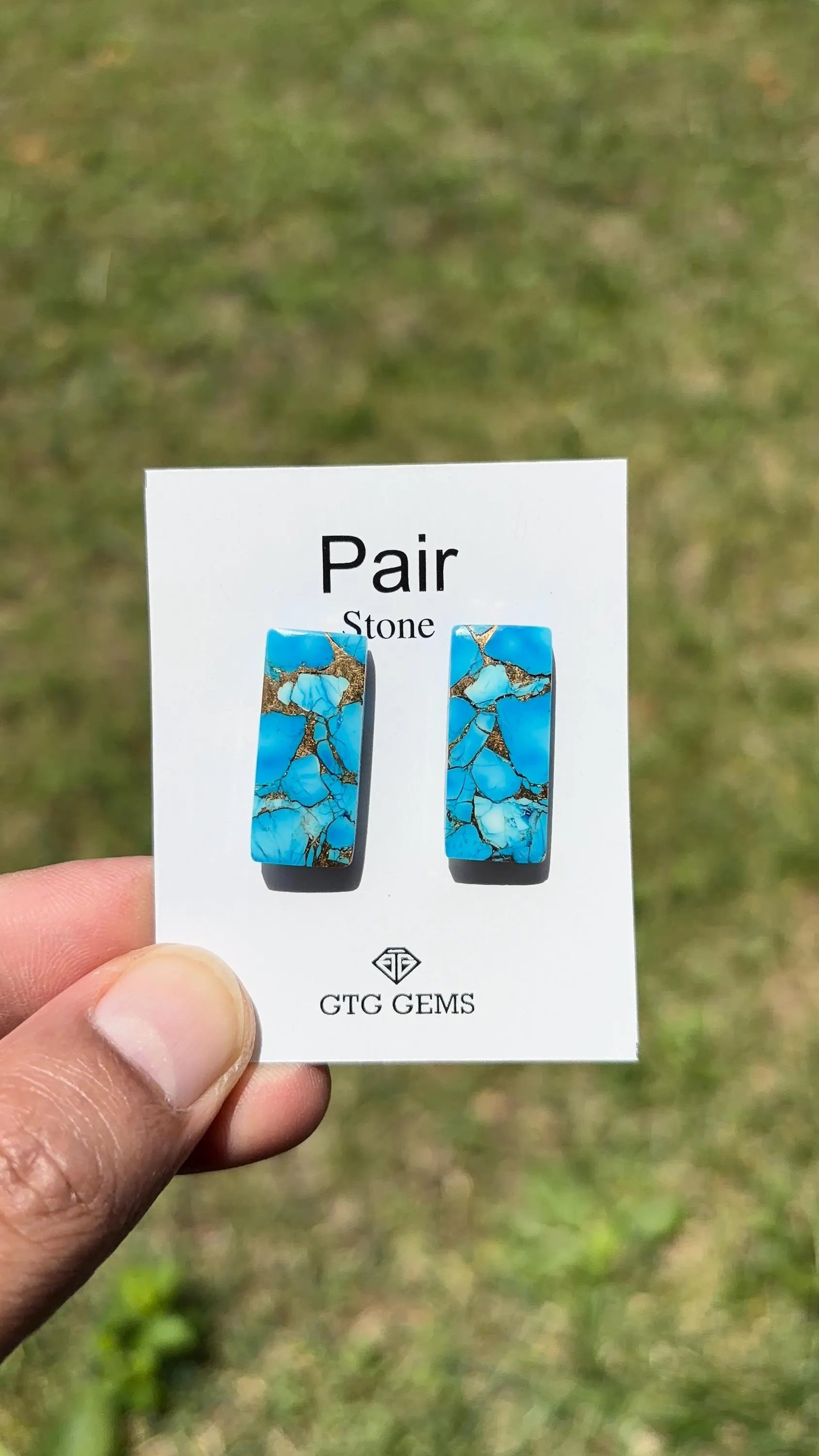 Ice Blue Turquoise, Cabochon Matching Pair 24x11 mm,  Approximately 27 Carat (GTG-IBT-2)