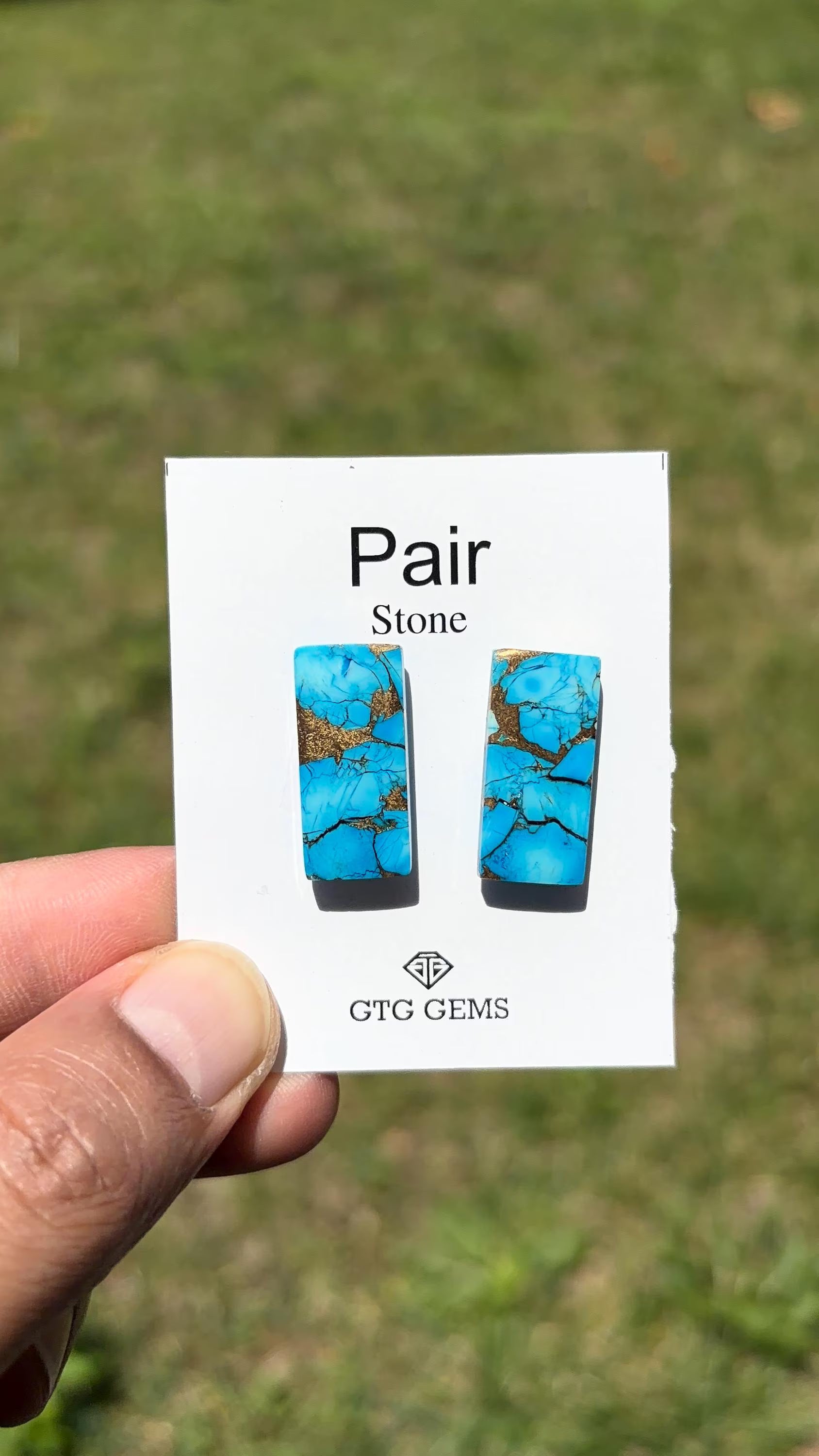 Ice Blue Turquoise, Cabochon Matching Pair 24x11 mm,  Approximately 25.5 Carat (GTG-IBT-7)