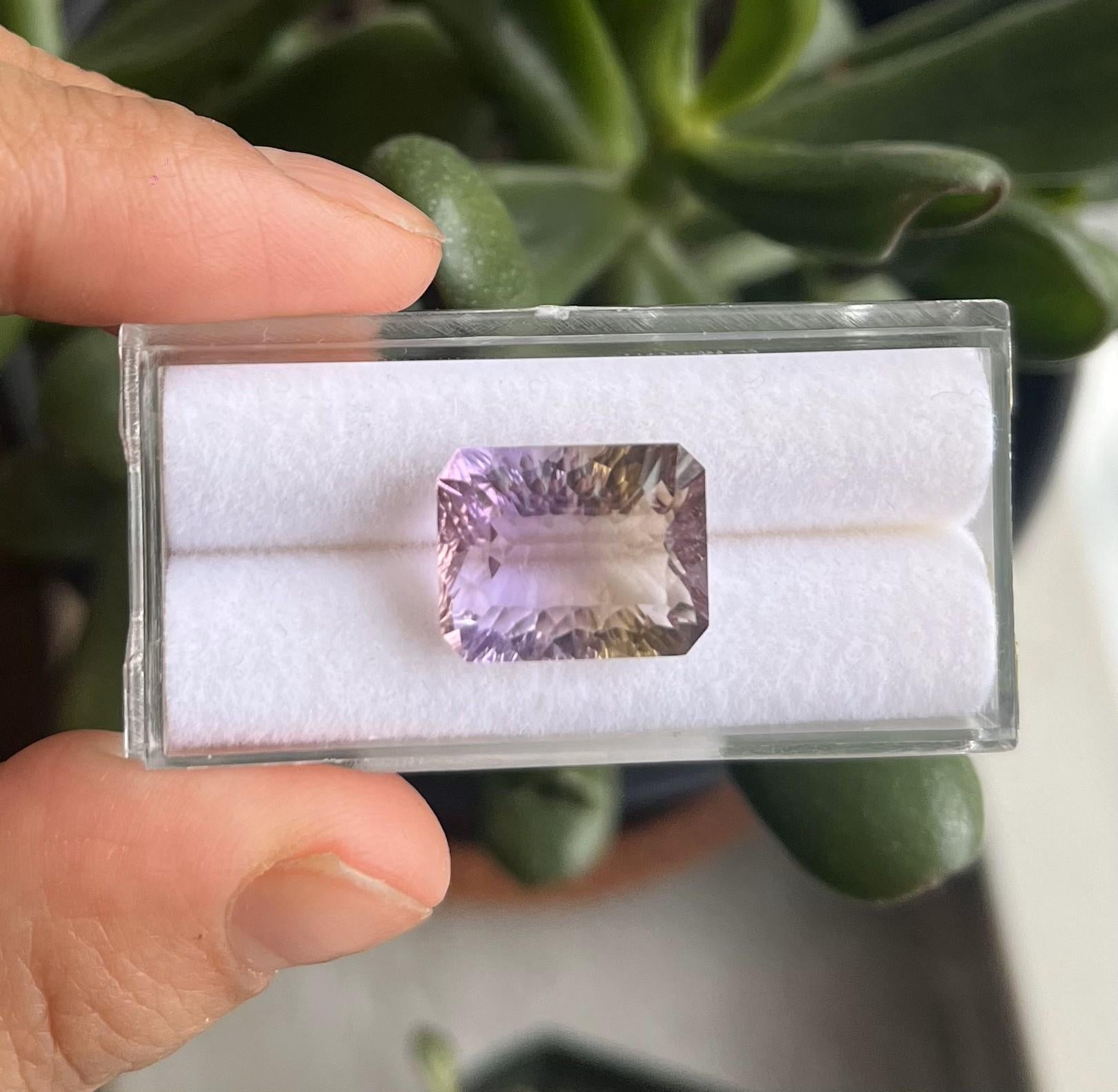 Faceted Ametrine Rectangle Shape  14x11mm Approximately 8.4  Carat (GTG-AMT-25)