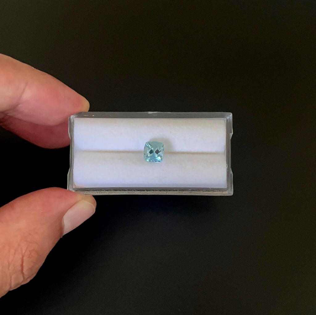 Faceted Aquamarine  Cushion  Square Shape  6.04 x 6.12 x 5.13mm Single Piece Approximately 1.14 Carat