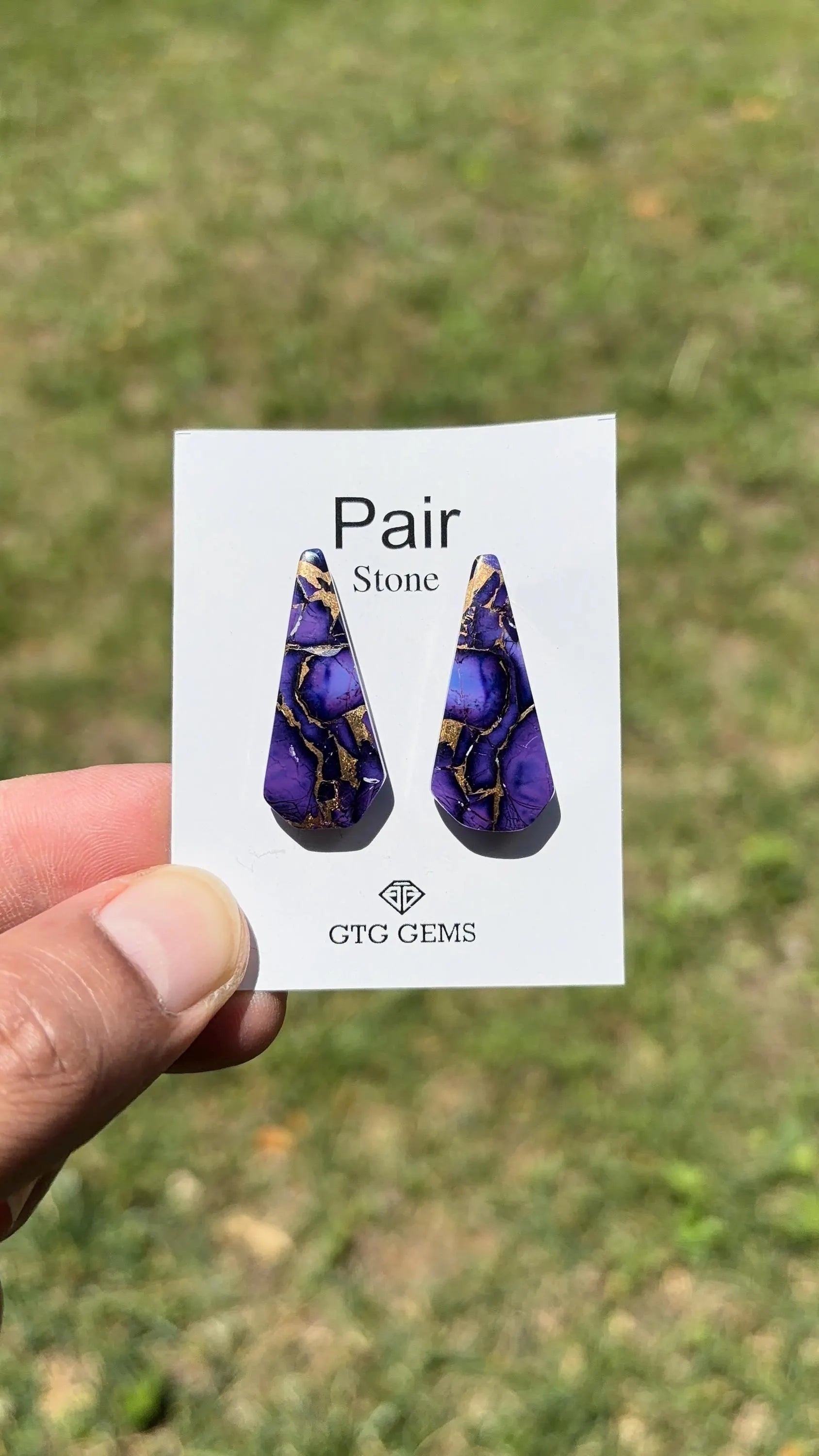 Purple Dalia Turquoise, Cabochon Matching Pair 31x14 mm,  Approximately 27 Carat (GTG-MPD-1)