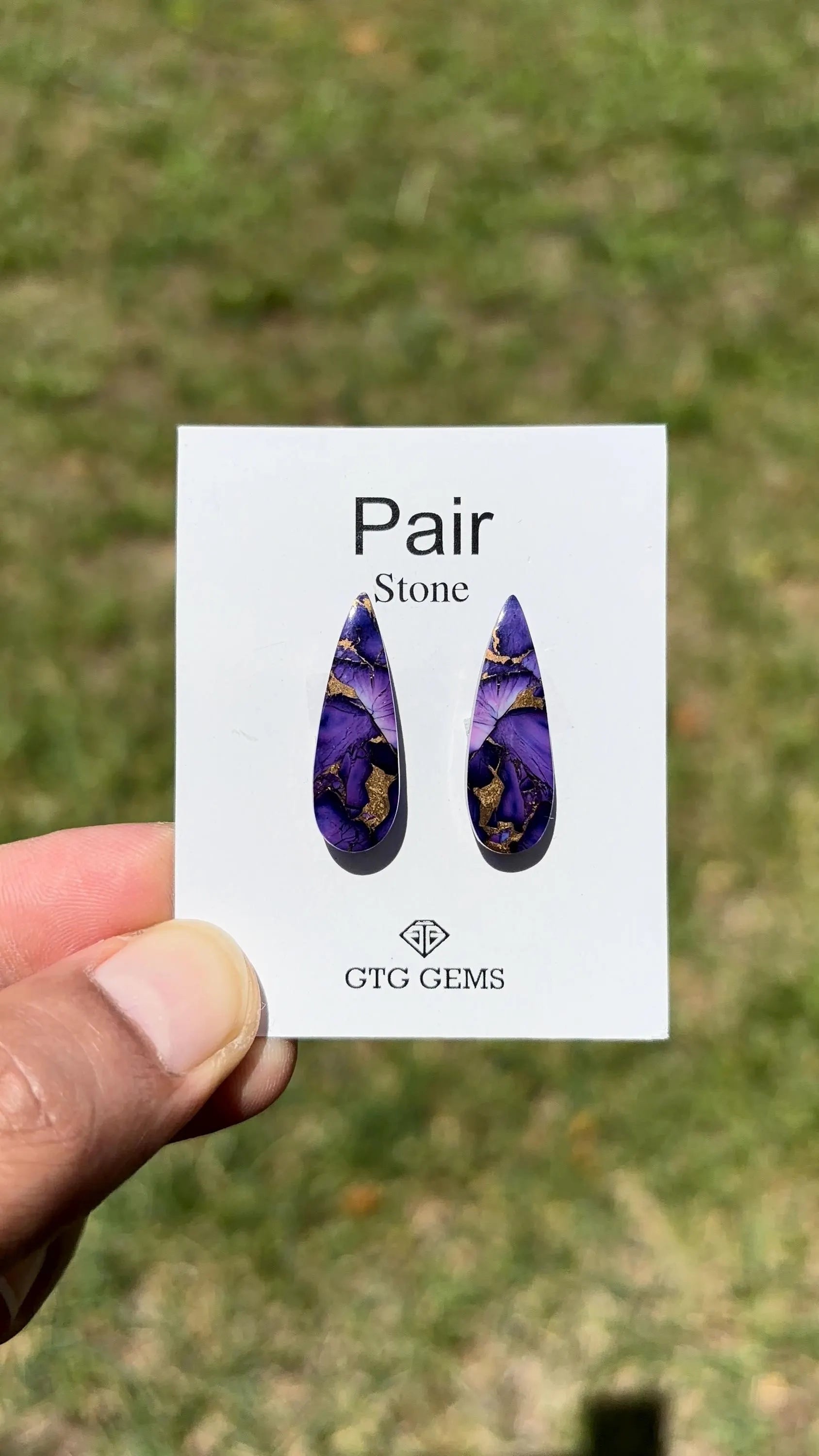 Purple Dalia Turquoise, Cabochon Matching Pair 26x9 mm,  Approximately 15 Carat (GTG-MPD-2)