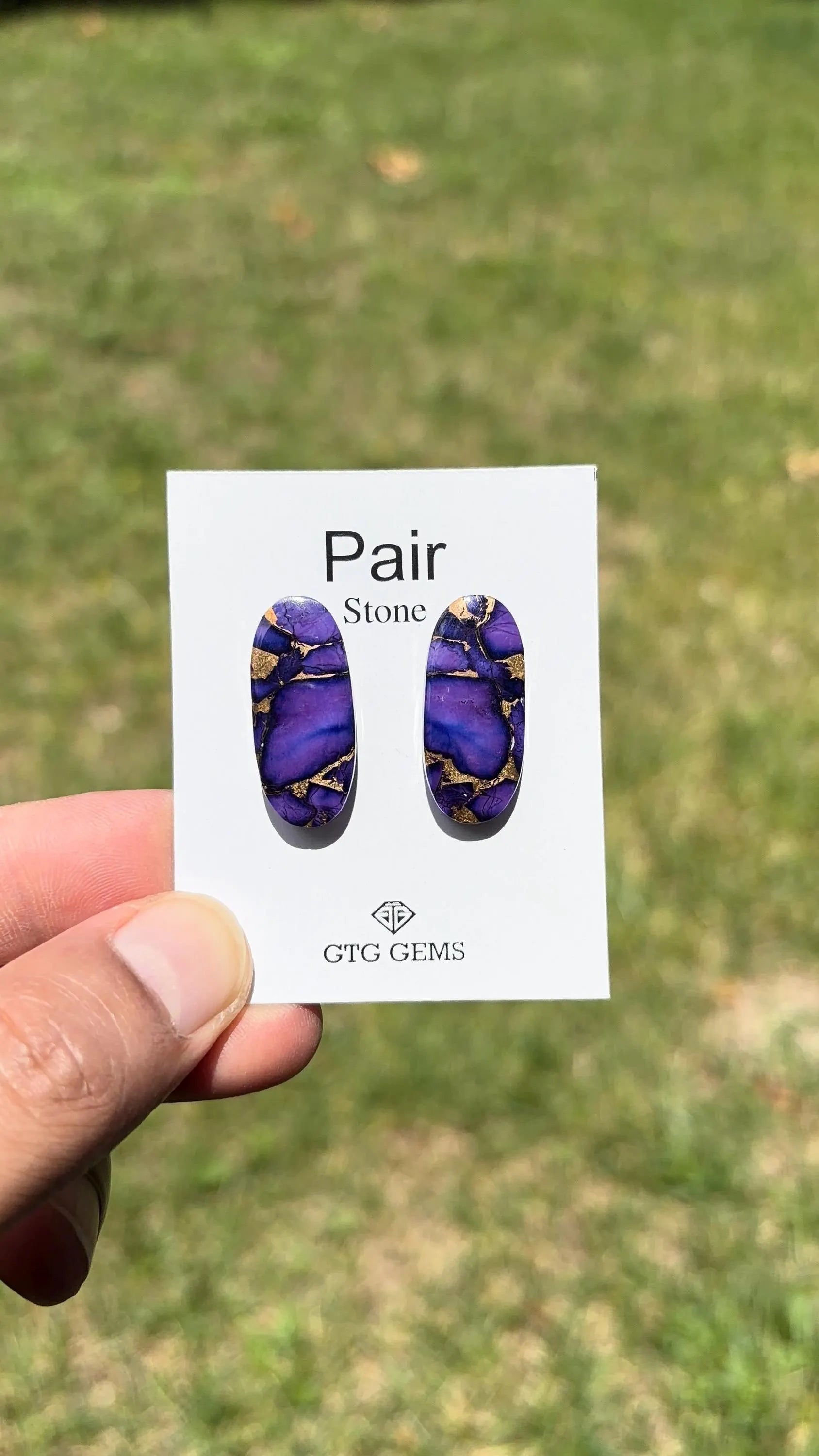 Purple Dalia Turquoise, Cabochon Matching Pair 27x12 mm,  Approximately 27 Carat (GTG-MPD-3)