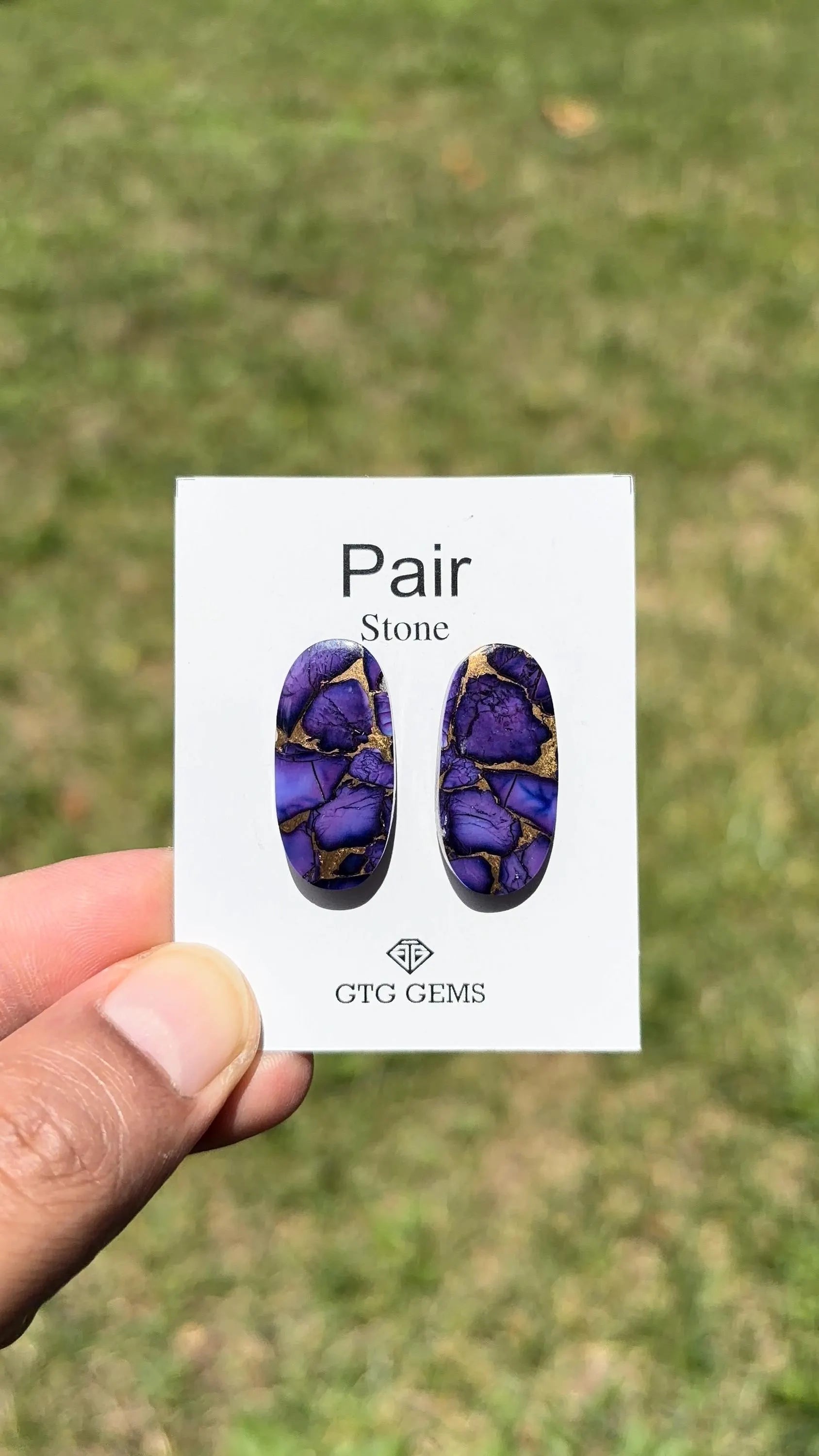 Purple Dalia Turquoise, Cabochon Matching Pair 27x13 mm,  Approximately 29.5 Carat (GTG-MPD-4)