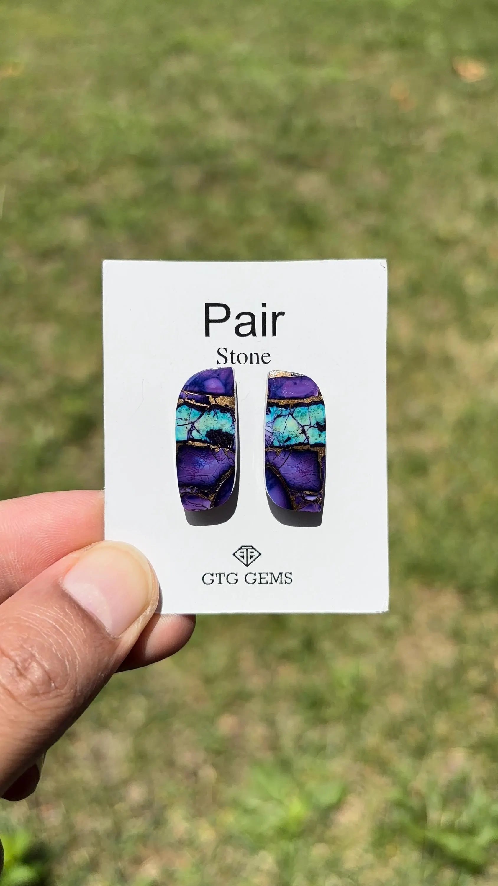 Purple Dalia Turquoise, Cabochon Matching Pair 25x11 mm,  Approximately 24 Carat (GTG-MPD-5)
