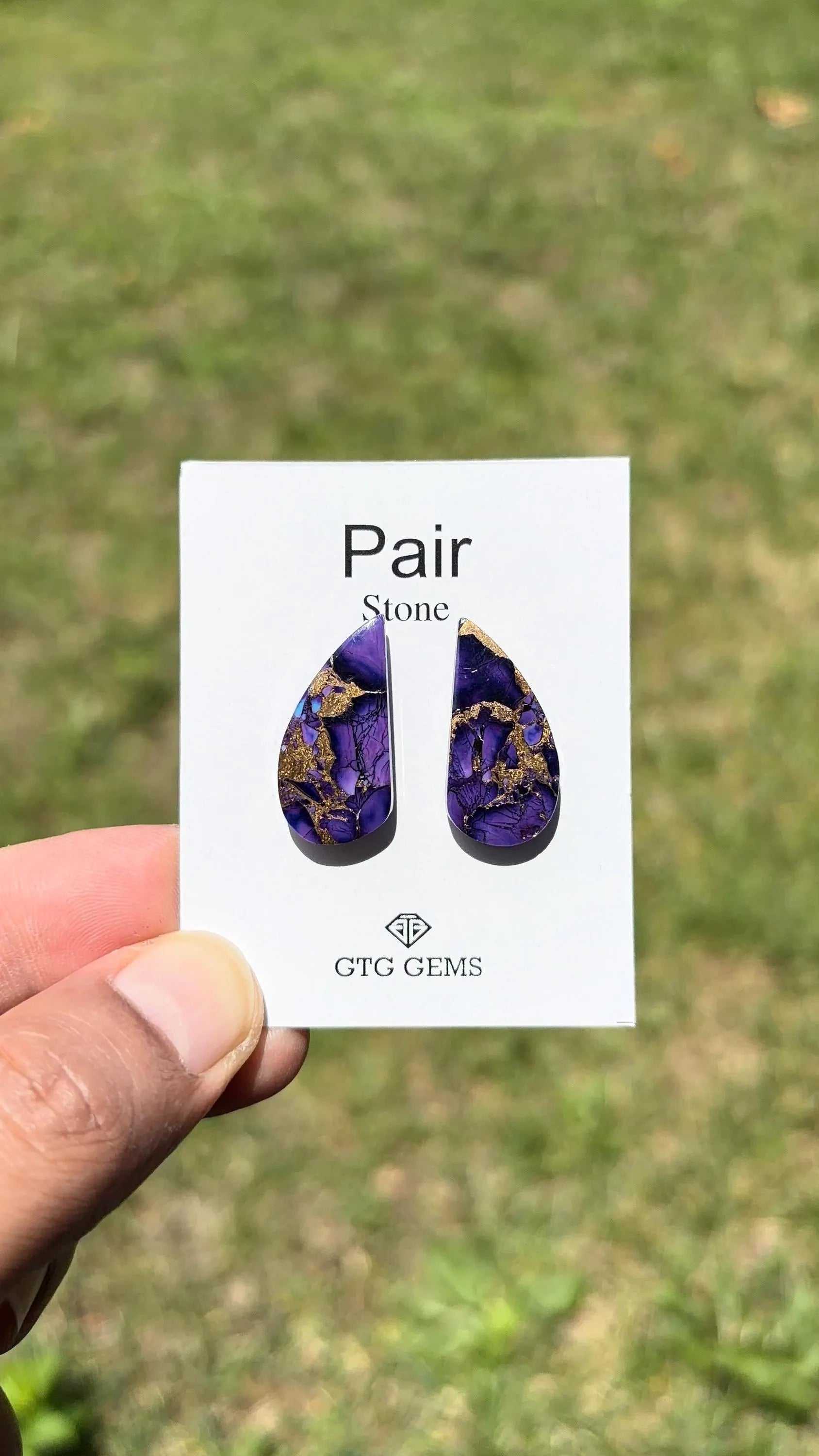 Purple Dalia Turquoise, Cabochon Matching Pair 25x12 mm,  Approximately 19.5 Carat (GTG-MPD-6)