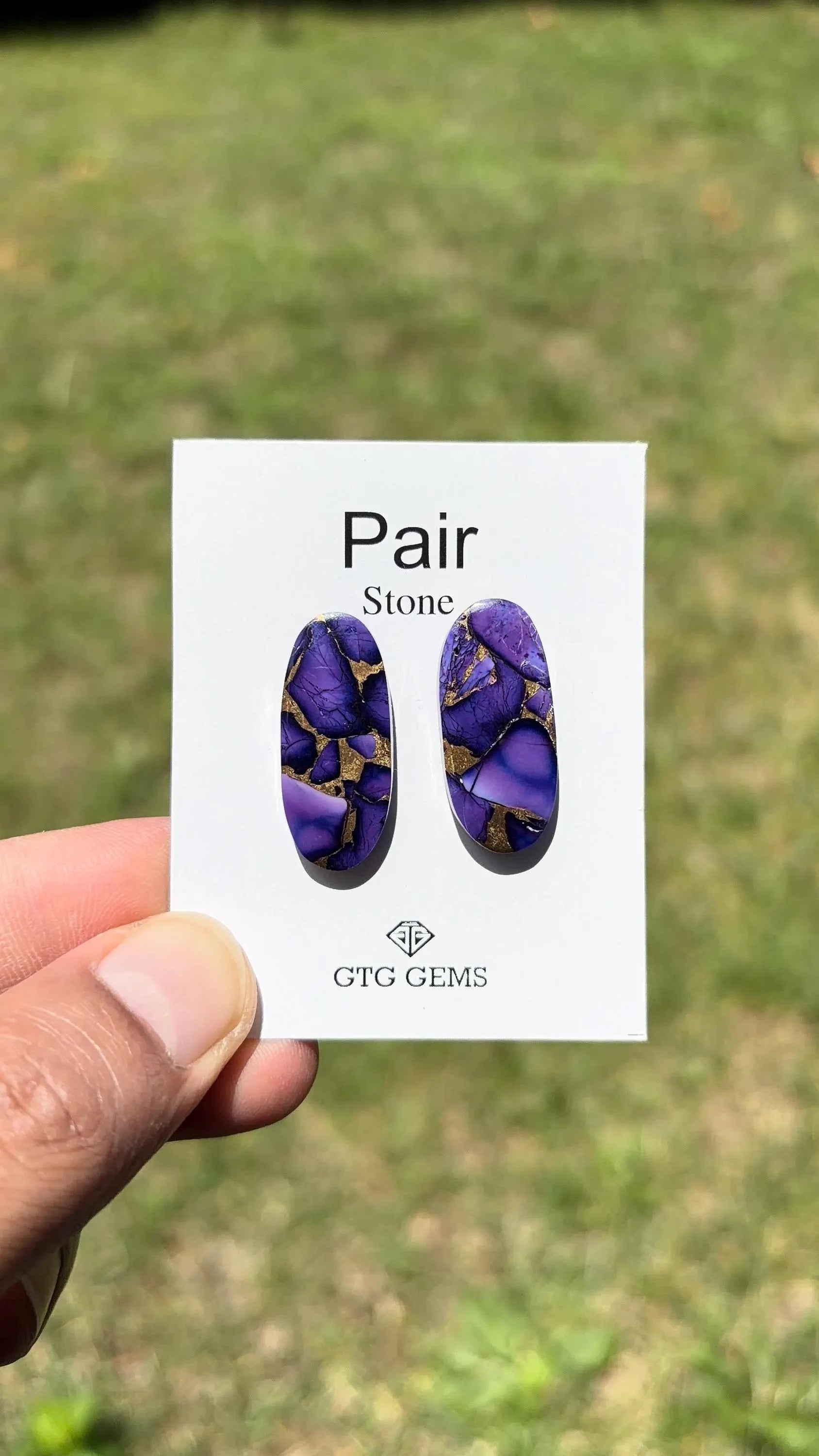 Purple Dalia Turquoise, Cabochon Matching Pair 27x12 mm,  Approximately 24.5 Carat (GTG-MPD-7)