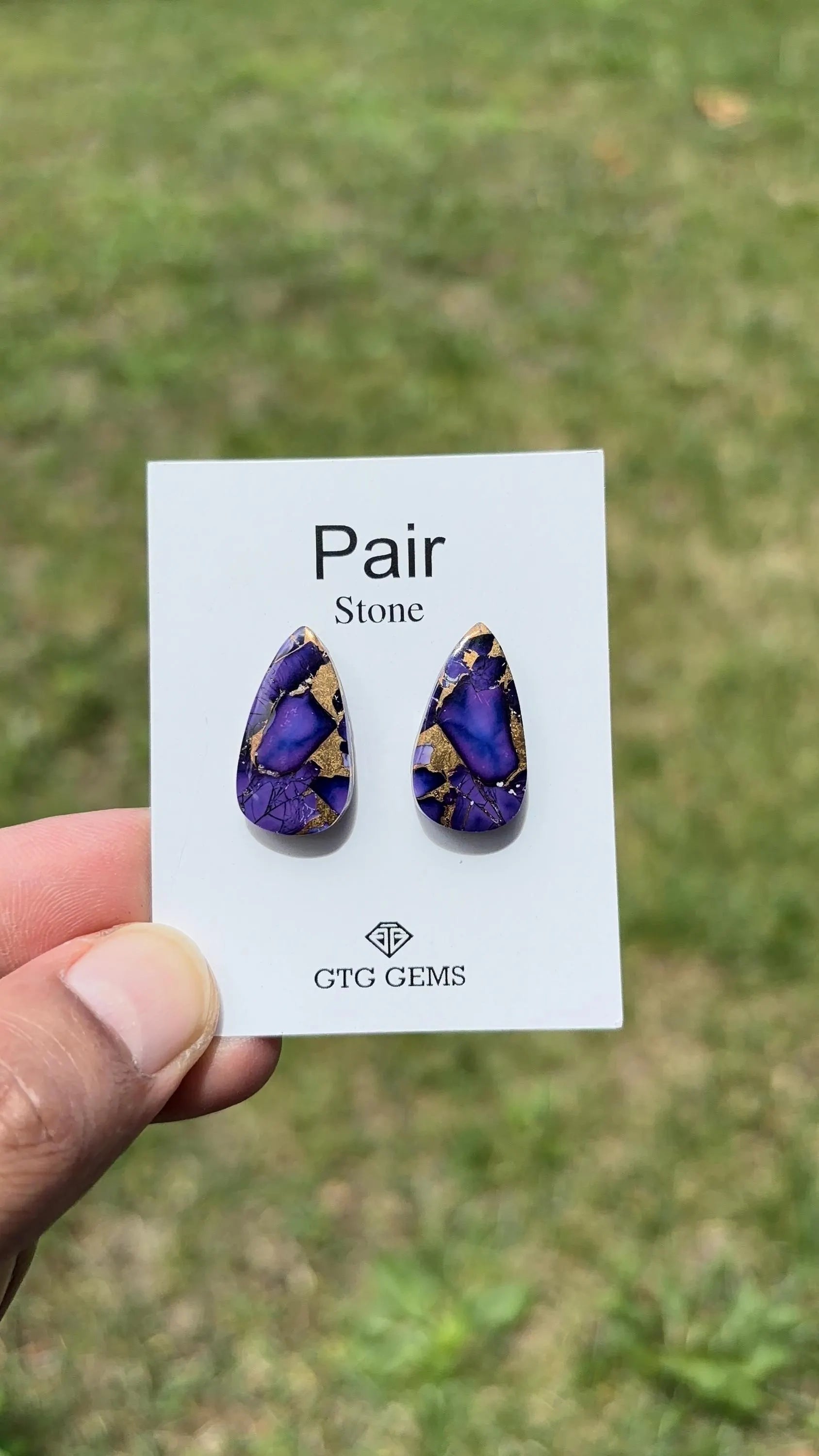 Purple Dalia Turquoise, Cabochon Matching Pair 23x12 mm,  Approximately 20 Carat (GTG-MPD-8)
