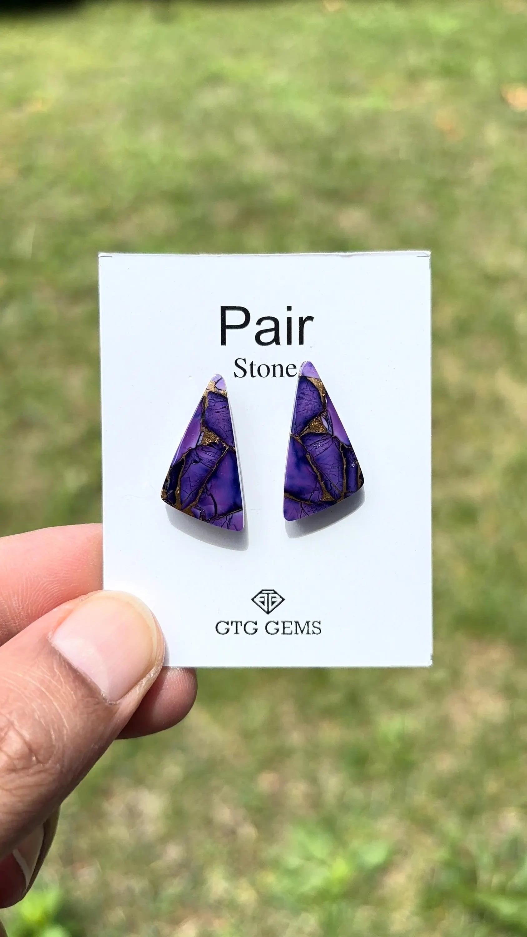 Purple Dalia Turquoise, Cabochon Matching Pair 24x12 mm,  Approximately 17 Carat (GTG-MPD-9)