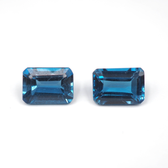 Blue Topaz Rectangle Shape 7 x 5 x 3.5 mm Matching Pair Approximately 2.59 Carat