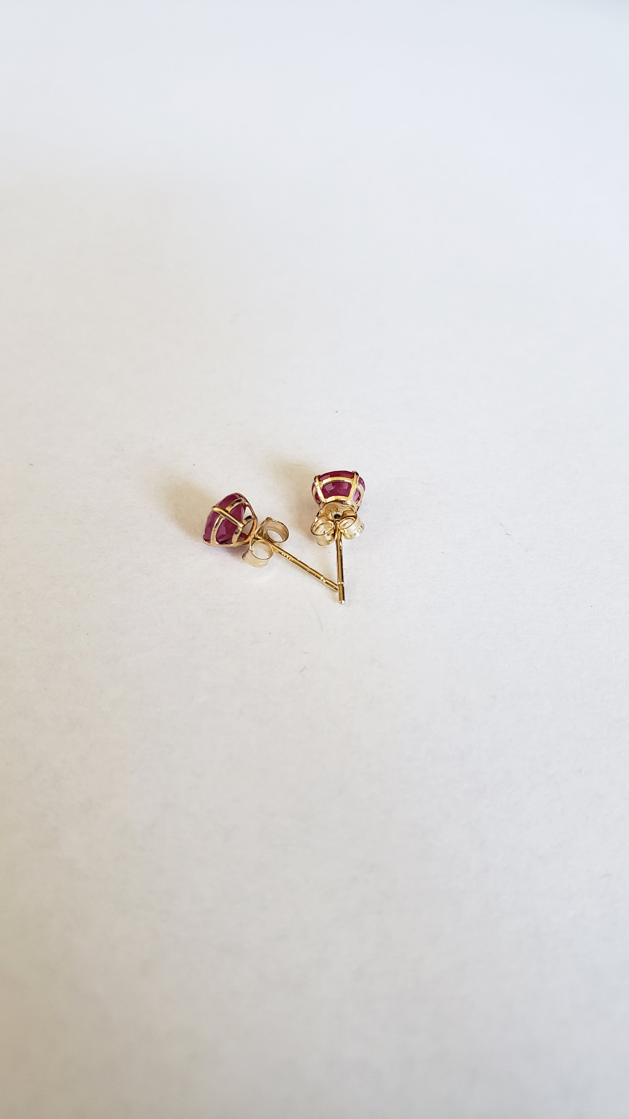 14K Yellow Gold Ruby 5mm Round Stud, Birthstone Stud, Ruby Earring