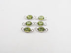 7x5mm Peridot Silver Bezel, Double Connector, Peridot Bezel, Peridot Charm
