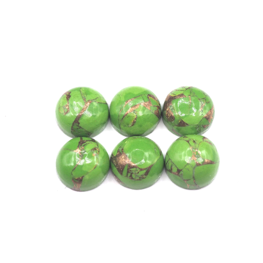 Green Copper Turquoise Cabs Round 8mm Approximately 10.93 Carat
