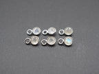 Rainbow Moonstone Silver Bezel 4mm,Single Connector, Silver Bezel