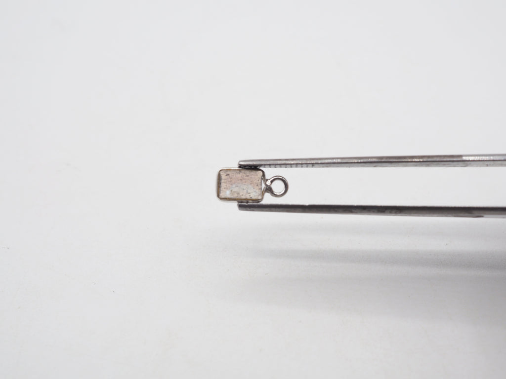 Labradorite Silver Bezel 6x4mm, Single Connector, Labradorite Charm