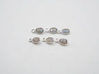 Labradorite Silver Bezel 6x4mm, Single Connector, Labradorite Charm