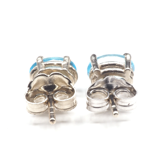 Apatite Oval 6x4 mm Stud Earrings in 14K White Gold