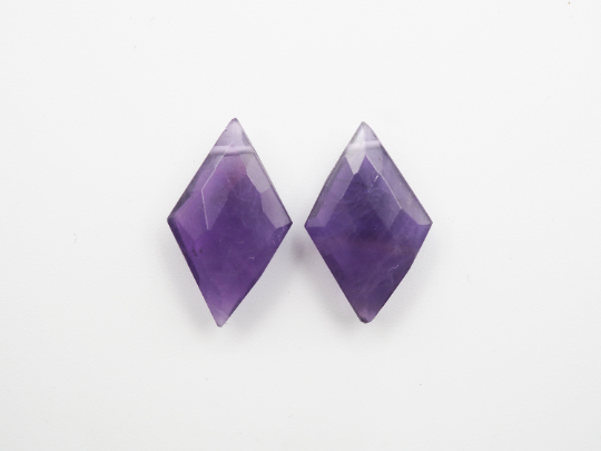 Amethyst Drilled Matching Pair Kite Shape 20 x 12 mm