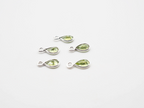 6x4mm Peridot Silver Bezel, Single Connector Peridot Bezel, Peridot Charm, 6 pcs